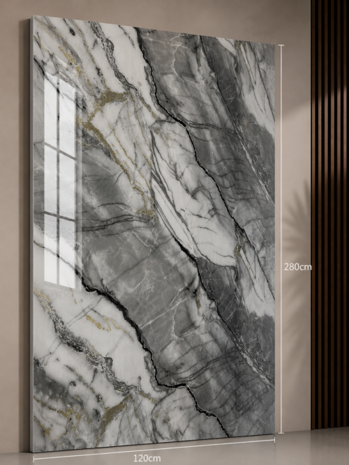 2109d797-ecc7-4350-a49e-70e3124a1569 PVC Marmerlook Wandpanelen120x280 cm Luxe Uitstraling & Eenvoudige Montage (dark gray white)