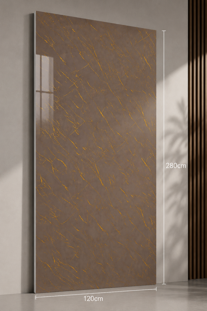 32467656-f4e7-4476-9224-74effdd9a5be PVC Marmerlook Wandpanelen120x280 cm Luxe Uitstraling & Eenvoudige Montage (brown with gold strip)