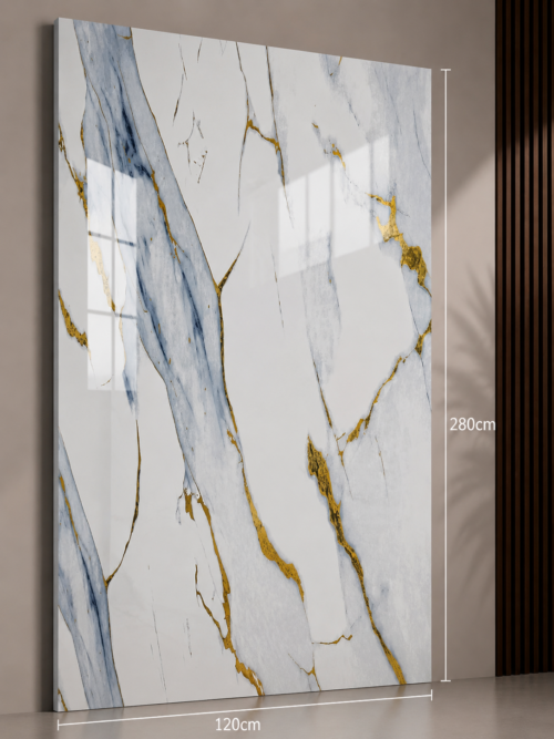 40ca3096-6d7b-48b0-b363-885b352a1ea1 PVC Marmerlook Wandpanelen120x280 cm Luxe Uitstraling & Eenvoudige Montage (white with blue and gold strip)