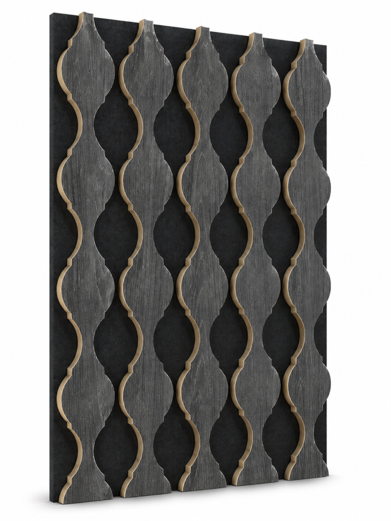 Akoestische Houten Panelen 270 x 60 cm – Luxe Wandpanelen met Geluidsabsorptie Black Rhombus