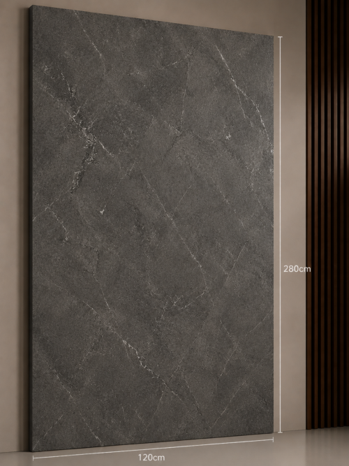 PVC Marmerlook Wandpanelen120x280 cm Luxe Uitstraling & Eenvoudige Montage (marmer Dark Grat White strip)