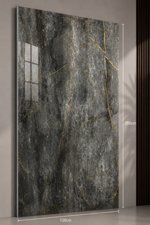 65271900-b85b-4fa3-b75a-f08ff45facf1 PVC Marmerlook Wandpanelen120x280 cm Luxe Uitstraling & Eenvoudige Montage (dark gray with gold strip)
