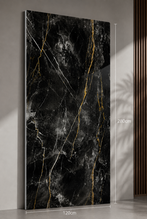688b8189-aff2-4773-bd27-03c765806556 PVC Marmerlook Wandpanelen120x280 cm Luxe Uitstraling & Eenvoudige Montage (black with gold white and silver strip)