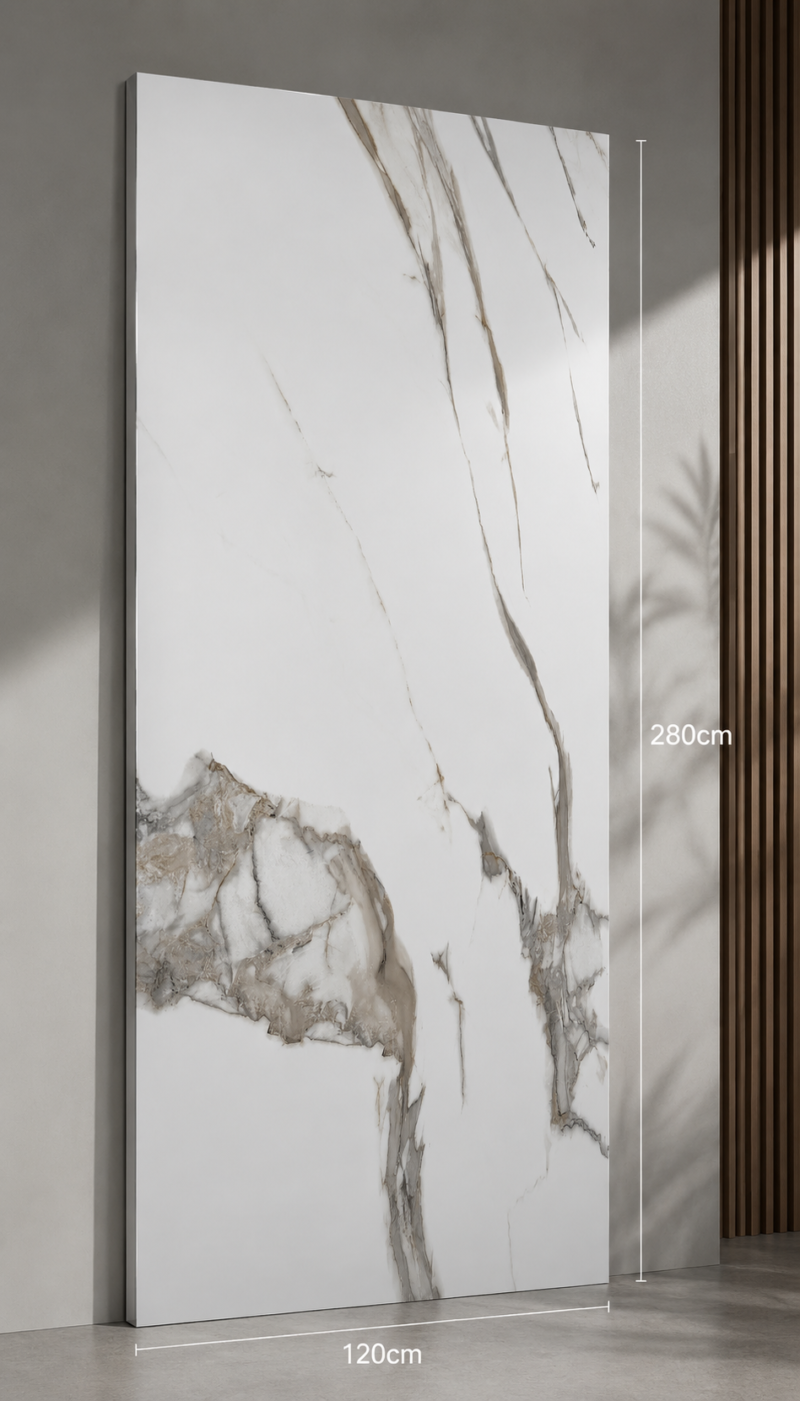 PVC Marmerlook Wandpanelen120x280 cm Luxe Uitstraling & Eenvoudige Montage (white gray)